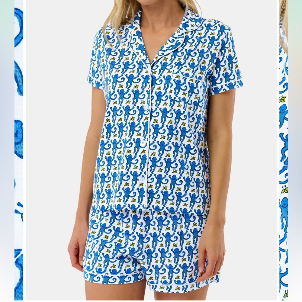 Blue Monkey Print Pajamas